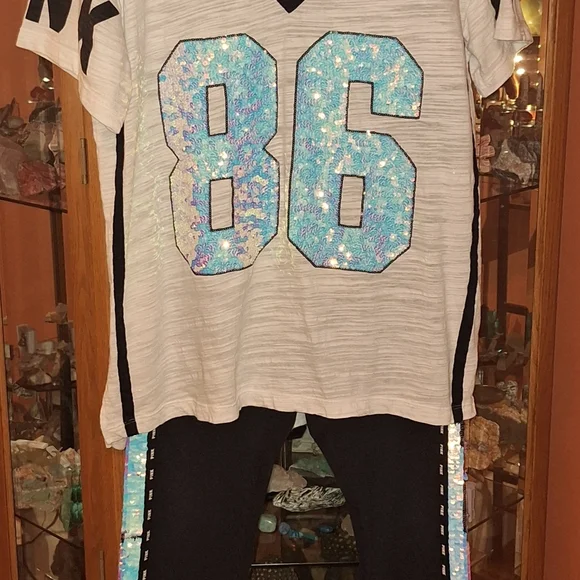 Womens Victorias Secret Mermaid Bling TEE & Leggings Set Sz M/L - Picture 1 of 16